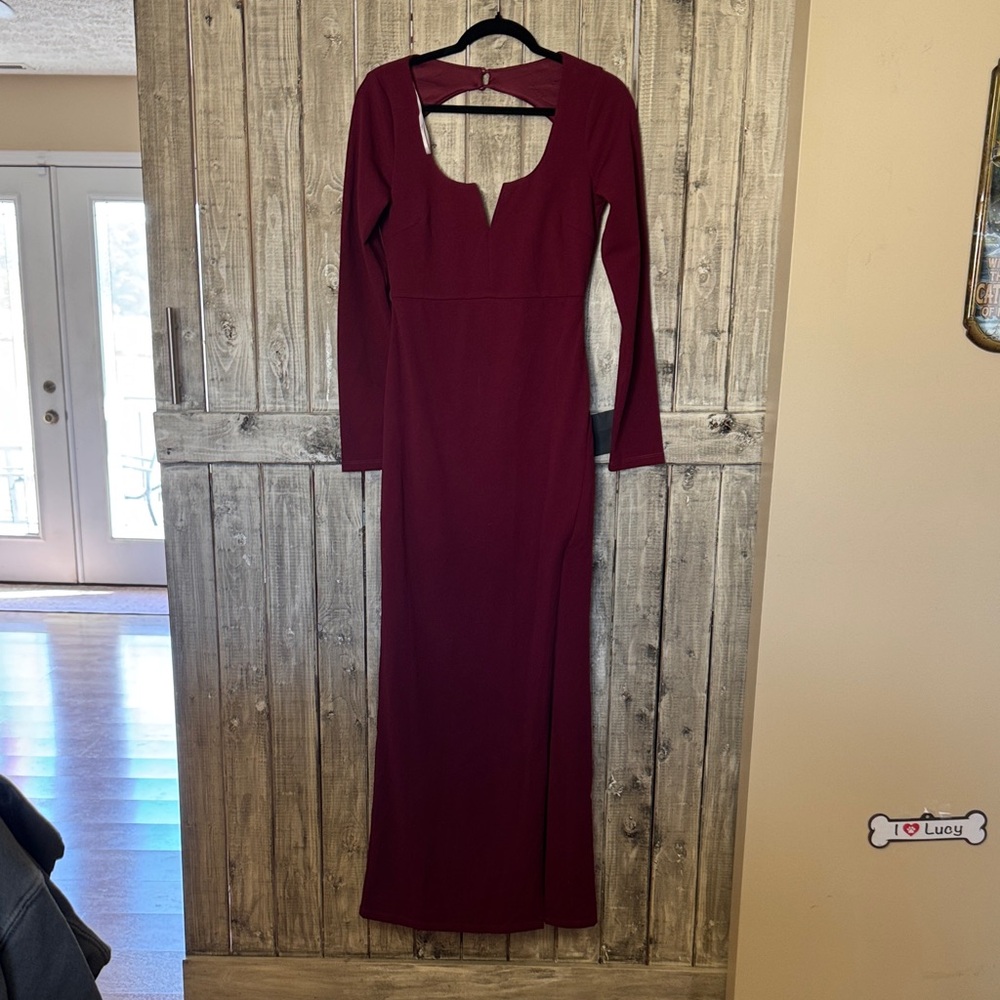 Lulu's Deep Red Long Sleeve Dress
